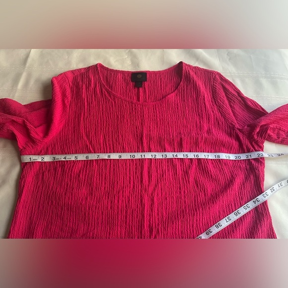 JM Collection Vibrant Coral Blouse with Button Details - Picture 8 of 11